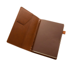 Libreta recargable con bolsillos y cierre elástico PU A5 hojas a rayas color marrón cuarta vista