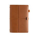 Libreta recargable con bolsillos y cierre elástico PU A5 hojas a rayas color marrón octava vista