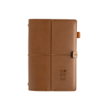 Libreta recargable con bolsillos y cierre elástico PU A5 hojas a rayas color marrón vista de impresión