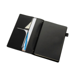 Libreta recargable con bolsillos y cierre elástico PU A5 hojas a rayas color negro tercera vista