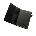 Libreta recargable con bolsillos y cierre elástico PU A5 hojas a rayas color negro cuarta vista