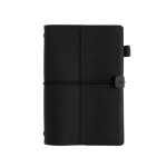 Libreta recargable con bolsillos y cierre elástico PU A5 hojas a rayas color negro octava vista
