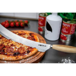 Cuchillo para pizza y queso de doble agarre de acero inoxidable Boska color plateado vista de ambiente 2