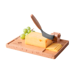 Cortador de queso con tabla DE MADERA y cuchillo extraíble Boska color marrón vista con logo