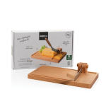 Cortador de queso con tabla DE MADERA y cuchillo extraíble Boska color marrón vista con caja