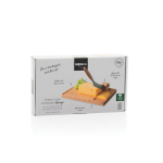 Cortador de queso con tabla DE MADERA y cuchillo extraíble Boska color marrón segunda vista con caja