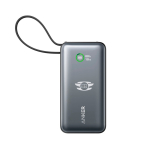 Powerbank personalizable de carga rápida 10000 mAh Anker color negro vista con logo