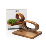 Set cocina con cuchillo basculante y tabla de cortar AdHoc RoccaVerde color marrón vista con caja