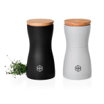 Juego de molinillos sal y pimienta con tapa antiaroma AdHoc color negro vista con logo