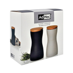 Juego de molinillos sal y pimienta con tapa antiaroma AdHoc color negro vista con caja