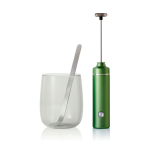 Set de matcha en caja con vaso vidrio y espumador 250ml AdHoc Chado color verde
