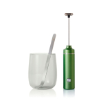 Set de matcha en caja con vaso vidrio y espumador 250ml AdHoc Chado color verde