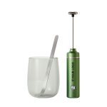 Set de matcha en caja con vaso vidrio y espumador 250ml AdHoc Chado color verde vista de impresión