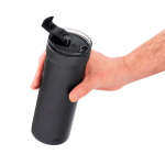 Taza térmica antigoteo de doble pared 500ml AdHoc Pulse color gris cuarta vista