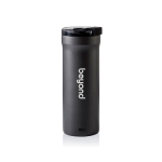 Taza térmica antigoteo de doble pared 500ml AdHoc Pulse color gris vista con logo