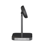 Cargador inalámbrico doble soporte magnético para escritorio Qi Zens color negro vista de impresión