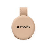 Cargador inalámbrico ecológico plegable 2 en 1 con USB-C y 15W color marfil vista con logo