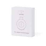 Cargador inalámbrico ecológico plegable 2 en 1 con USB-C y 15W color marfil vista con caja