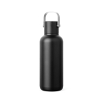 Botella térmica de doble pared con pajita y antigoteo 600ml color negro