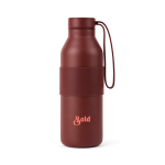 Botella de doble pared de acero inoxidable reciclado 500ml color burdeos vista con logo