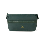 Neceser expandible de plástico reciclado con cremallera resistente 7L color verde vista con logo