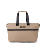 Bolsa de viaje expandible de fin de semana de poliéster reciclado 54L color marfil vista de impresión