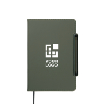 Libreta recargable con soporte para teléfono A5 hojas a rayas color verde vista de impresión