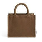 Bolsa mini de algodón reciclado con interior laminado 220g/m² color marrón primera vista