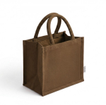 Bolsa mini de algodón reciclado con interior laminado 220g/m² color marrón vista detalle