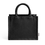 Bolsa mini de algodón reciclado con interior laminado 220g/m² color negro primera vista