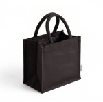 Bolsa mini de algodón reciclado con interior laminado 220g/m² color negro sexta vista