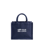Bolsa mini de algodón reciclado con interior laminado 220g/m² color azul marino vista principal
