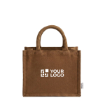 Bolsa mediana de algodón reciclado con interior laminado 220g/m² color marrón vista principal