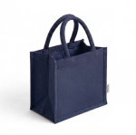 Bolsa mediana de algodón reciclado con interior laminado 220g/m² color azul marino quinta vista