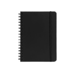 Set de bolígrafo de aluminio tinta azul y libreta PU A5 hojas a rayas color negro vista detalle 6