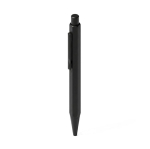 Set de bolígrafo de aluminio tinta azul y libreta PU A5 hojas a rayas color negro sexta vista