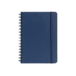 Set de bolígrafo de aluminio tinta azul y libreta PU A5 hojas a rayas color azul marino vista detalle 4