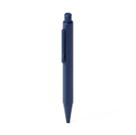 Set de bolígrafo de aluminio tinta azul y libreta PU A5 hojas a rayas color azul marino cuarta vista