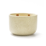 Vela aromática en cuenco cerámico con doble mecha de madera 320g color beige primera vista