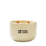 Vela aromática en cuenco cerámico con doble mecha de madera 320g color beige vista principal