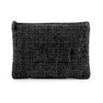 Neceser plano de poliéster con acabado bouclé y cremallera 270 g/m² color negro primera vista