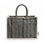 Bolsa de algodón reciclado con base amplia y fuelle 530 g/m² color negro primera vista