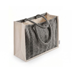 Bolsa de algodón reciclado con base amplia y fuelle 530 g/m² color negro tercera vista