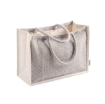Bolsa de algodón reciclado con base amplia y fuelle 530 g/m² color gris segunda vista