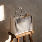 Bolsa de algodón reciclado con base amplia y fuelle 530 g/m² primera vista