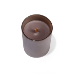 Vela aromática en cerámica mate con mecha de madera 140g color marrón cuarta vista