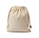 Bolsa pequeña de algodón Fairtrade con acabado natural 105 g/m² color natural primera vista