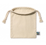 Bolsa pequeña de algodón Fairtrade con acabado natural 105 g/m² color natural tercera vista