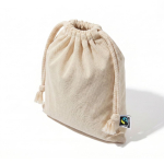 Bolsa pequeña de algodón Fairtrade con acabado natural 105 g/m² color natural cuarta vista