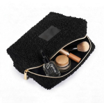 Neceser de poliéster con acabado sherpa y cremallera 360 g/m² color negro quinta vista